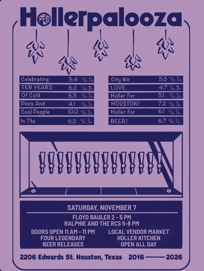 Hollerpalooza - 10 Year Anniversary Party poster